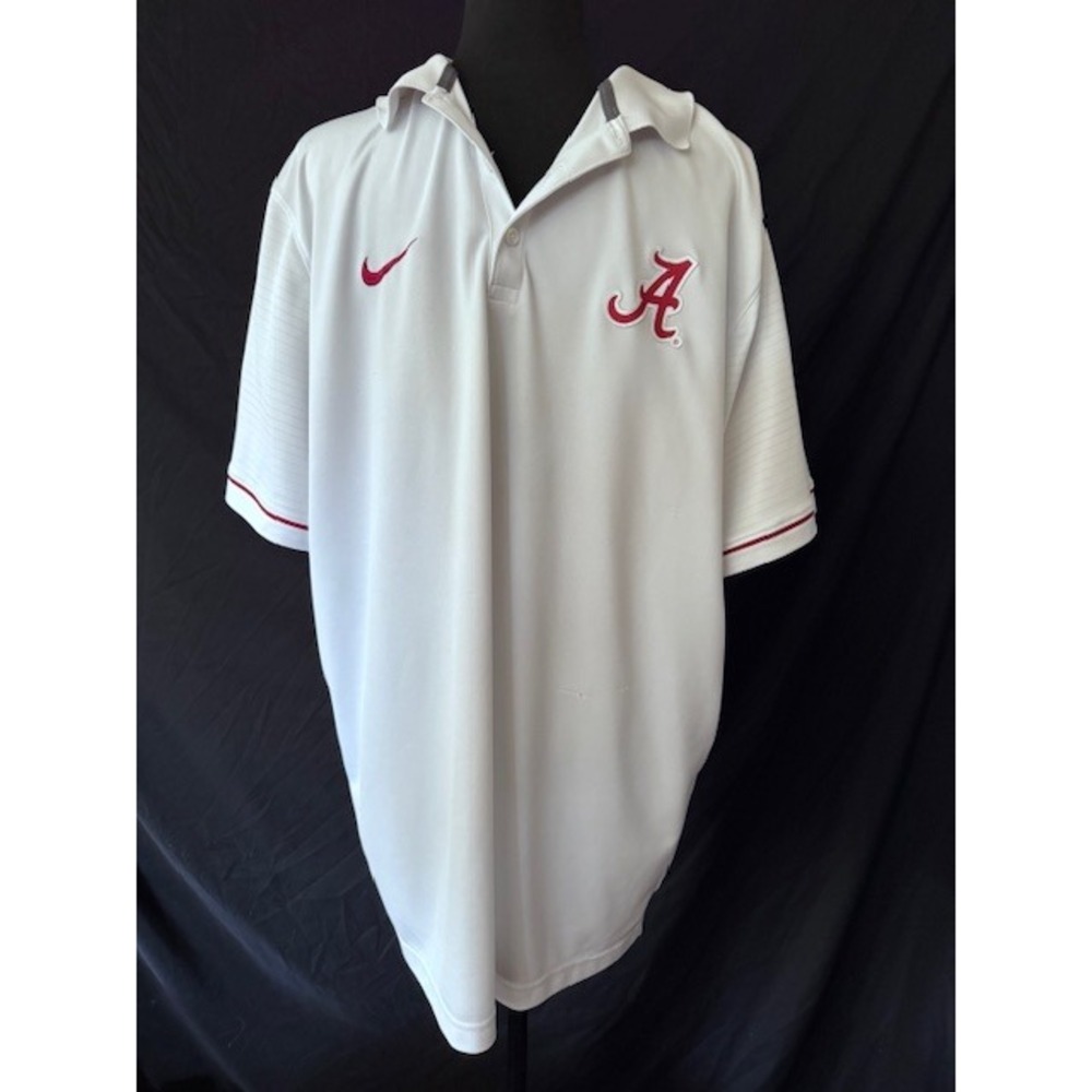 Nike Alabama Crimson Tide Dri-FIT Polo Shirt Mens XXL White Crimson NCAA Golf